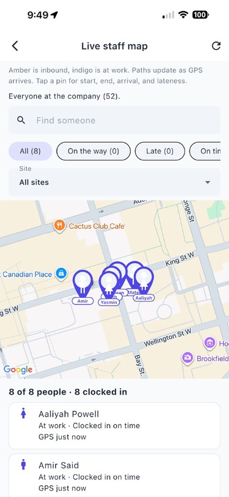 TimeOff Manager Pro live staff map