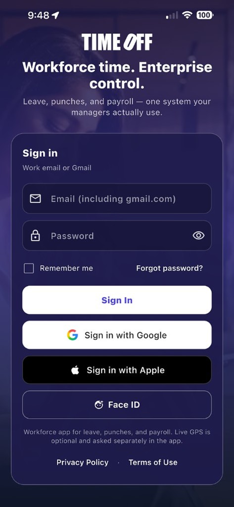 TimeOff Manager Pro sign-in